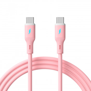 Akyga AK-USB-66 kabel USB-C (m) / USB-C (m), USB 2.0, 60W, 1 m, różowy, silikonowy