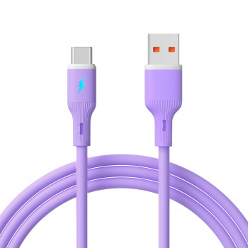 Akyga AK-USB-65 kabel USB-A (m) / USB-C (m), USB 2.0, 18W, 1 m, fioletowy, silikonowy