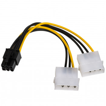 Akyga AK-CA-13 kabel adaptera zasilania 2x Molex (M) na PCIe 6-pin (F), 15 cm