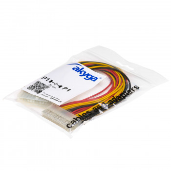 Akyga AK-CA-09 przedłużacz zasilania ATX 24-pin (20+4), 24-pin (F) do 24-pin (M), 30 cm