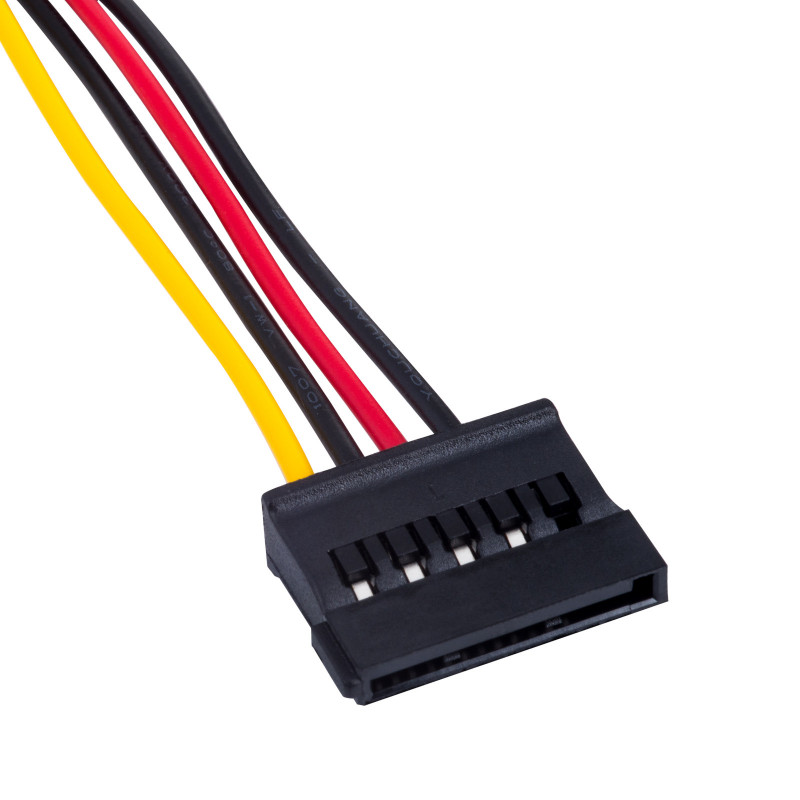 Akyga AK-CA-16 kabel rozdzielający Molex (M) na 2x SATA Power (F), 15 cm