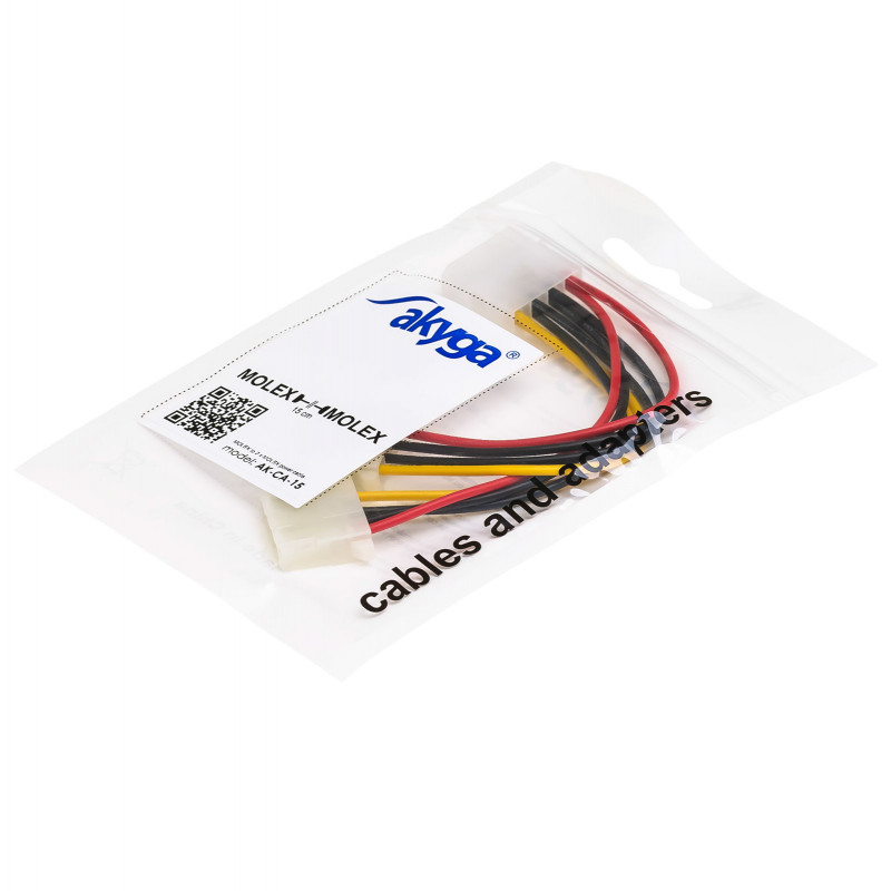 Akyga AK-CA-15 kabel rozdzielający zasilanie Molex (M) na 2x Molex (F), 15 cm