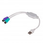 Akyga AK-AD-15 kabel adapter USB-A (M) na 2x PS/2 (F), biały