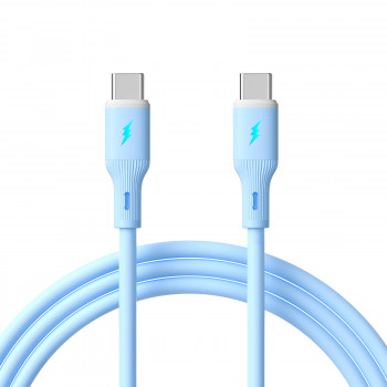 Akyga AK-USB-68 kabel USB-C (m) / USB-C (m), USB 2.0, 60W, 1 m, niebieski, silikonowy