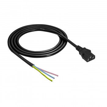 Akyga AK-OT-02A kabel zasilający IEC C13 – otwarty koniec, CCA 3 x 0,5 mm², 1,5 m, czarny