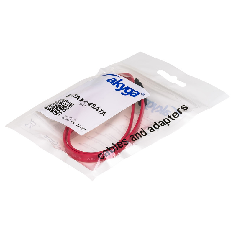Akyga AK-CA-27 kabel danych SATA III, 6 Gb/s, 0,5 m, czerwony