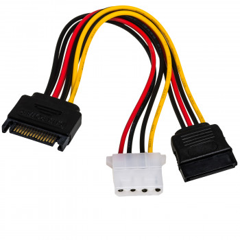 Akyga AK-CA-32 rozgałęźnik zasilania SATA (wtyk) – SATA (gniazdo) + Molex (gniazdo), 2x 15 cm