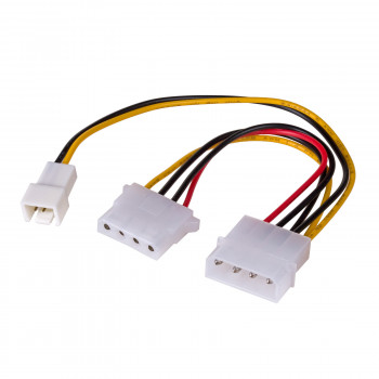 Akyga AK-CA-35 rozgałęźnik zasilania wentylatora Molex (gniazdo) – Molex (wtyk) + 3-pin 12 V (wtyk), 2x 15 cm