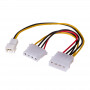 Akyga AK-CA-35 rozgałęźnik zasilania wentylatora Molex (gniazdo) – Molex (wtyk) + 3-pin 12 V (wtyk), 2x 15 cm