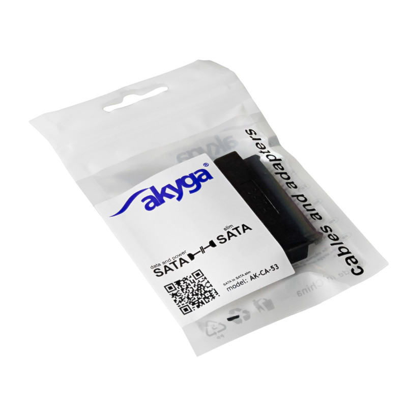 Akyga AK-CA-53 adapter Slim SATA (wtyk) – SATA 22-pin (gniazdo), czarny