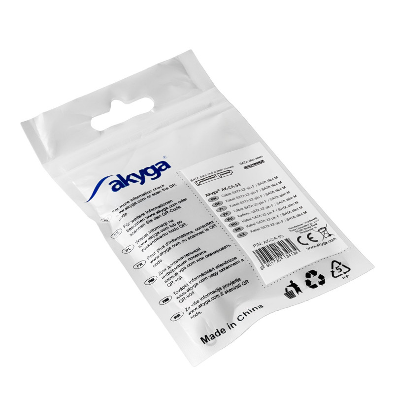 Akyga AK-CA-53 adapter Slim SATA (wtyk) – SATA 22-pin (gniazdo), czarny