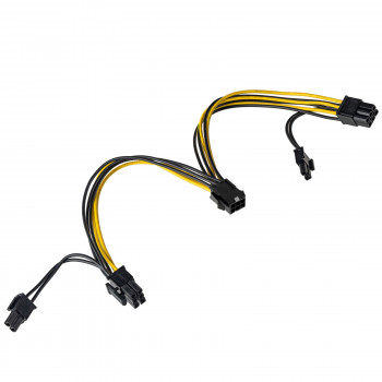 Akyga AK-CA-55 rozgałęźnik zasilania kart graficznych PCI-E 6-pin (gniazdo) – 2x PCI-E 6+2-pin (wtyk), 2x 15 cm