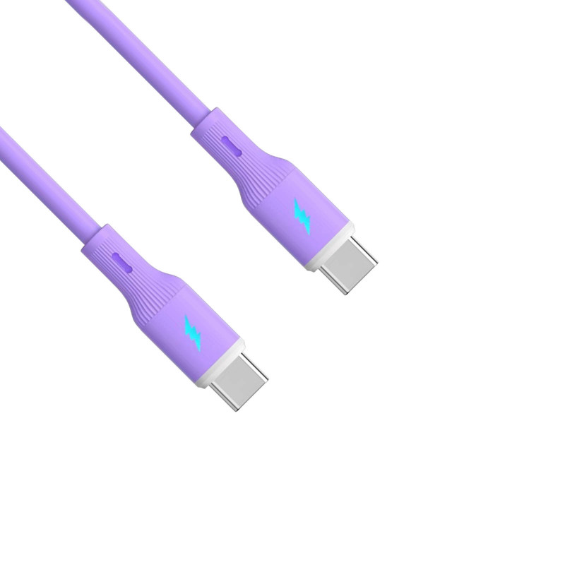 Akyga AK-USB-70 kabel USB-C (m) / USB-C (m), USB 2.0, 60W, 1 m, fioletowy, silikonowy