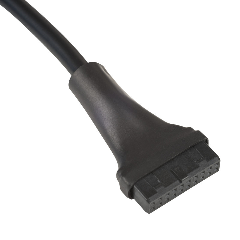Akyga AK-CA-75 wewnętrzny kabel adaptera USB 2.0 9-pin (M) na USB 3.0 19-pin (F) do płyty głównej, 20 cm, czarny