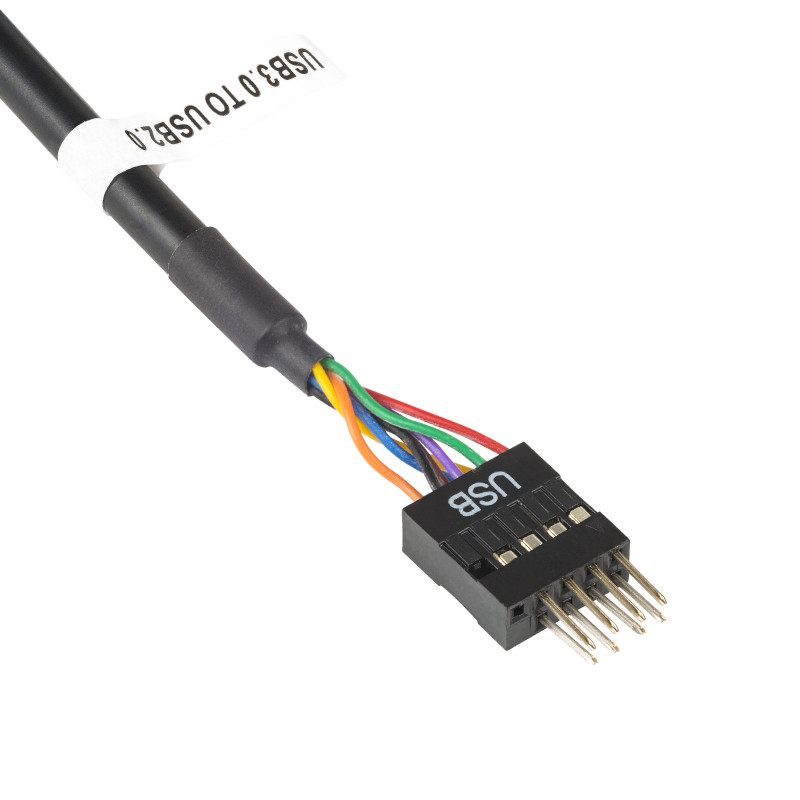 Akyga AK-CA-75 wewnętrzny kabel adaptera USB 2.0 9-pin (M) na USB 3.0 19-pin (F) do płyty głównej, 20 cm, czarny