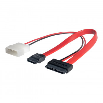 Akyga AK-CA-45 kabel adapter Slimline SATA, Slim SATA (gniazdo) – SATA danych (gniazdo) + Molex (wtyk), 2x 20 cm