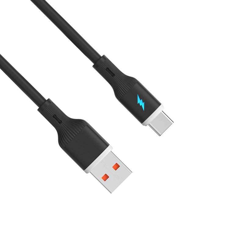 Akyga AK-USB-62 kabel USB-A (m) / USB-C (m), USB 2.0, 18W, 1 m, czarny, silikonowy