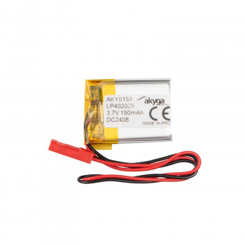 Akumulator Li-Po Akyga AKY0153 LP402025 3,7 V 150 mAh z PCM, złącze JST 2,54 mm 2-pin, przewody 150 mm