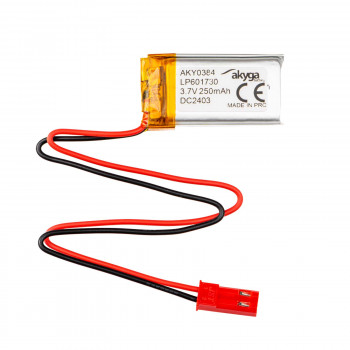 Akumulator Li-Po Akyga AKY0384 LP601730 3,7 V 250 mAh z PCM, złącze JST 2,54 mm 2-pin, przewody 150 mm