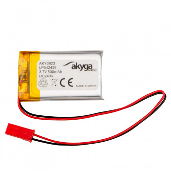 Akumulator Li-Po Akyga AKY0823 LP542439 3,7 V 500 mAh z PCM, złącze JST 2,54 mm 2-pin, przewody 150 mm
