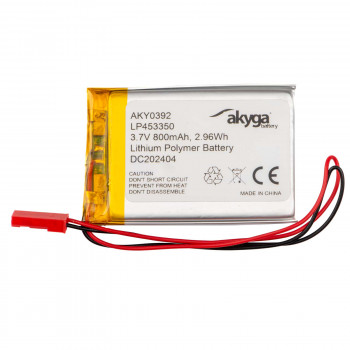 Akumulator Li-Po Akyga AKY0392 LP453350 3,7 V 800 mAh z PCM, złącze JST 2,54 mm 2-pin, przewody 150 mm
