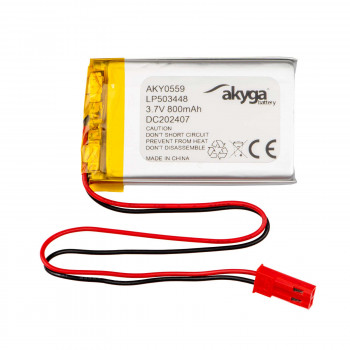 Akumulator Li-Po Akyga AKY0559 LP503448 3,7 V 800 mAh z PCM, złącze JST 2,54 mm 2-pin, przewody 150 mm