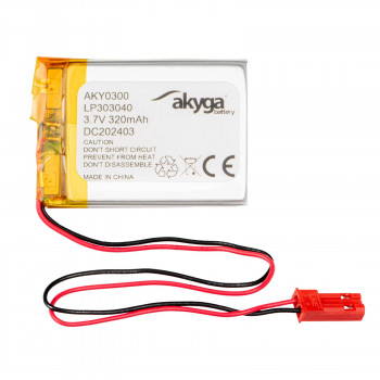 Akumulator Li-Po Akyga AKY0300 LP303040 3,7 V 320 mAh z PCM, złącze JST 2,54 mm 2-pin, przewody 150 mm
