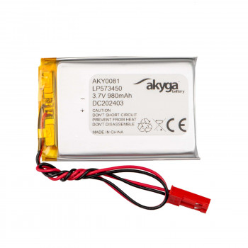 Akyga AKY0081 LP573450 Akumulator Li-Po 3,7 V 980 mAh z PCM, złącze JST 2,54 mm 2-pin, przewody 150 mm