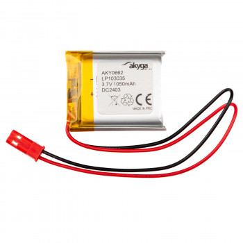 Akyga AKY0662 LP103035 Akumulator Li-Po 3,7 V 1050 mAh z PCM, złącze JST 2,54 mm 2-pin, przewody 150 mm