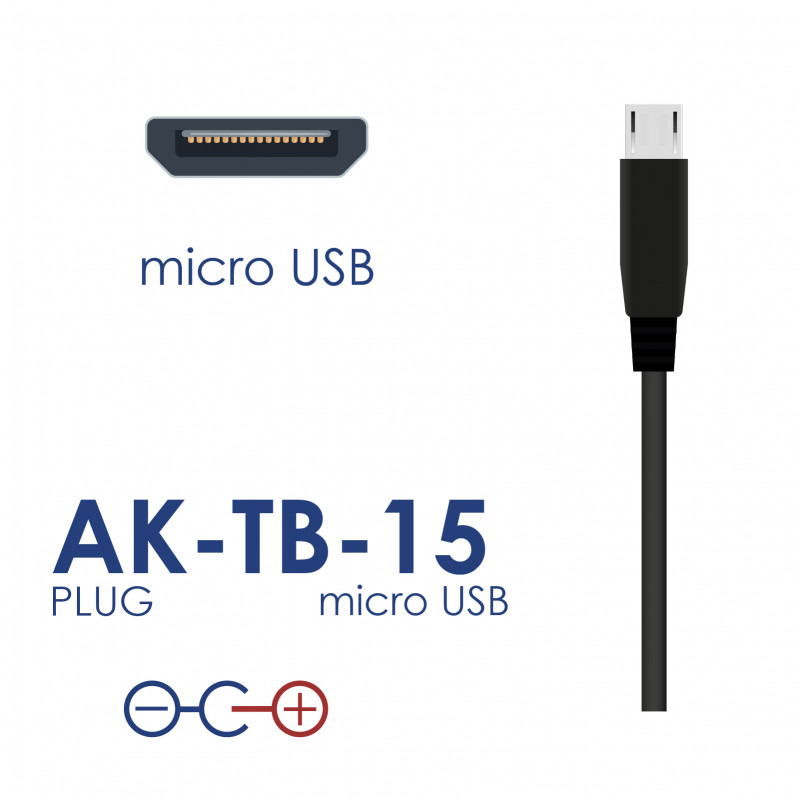 Uniwersalny zasilacz Akyga AK-TB-15 5.0V / 3.0A 15W micro USB B 1.0m