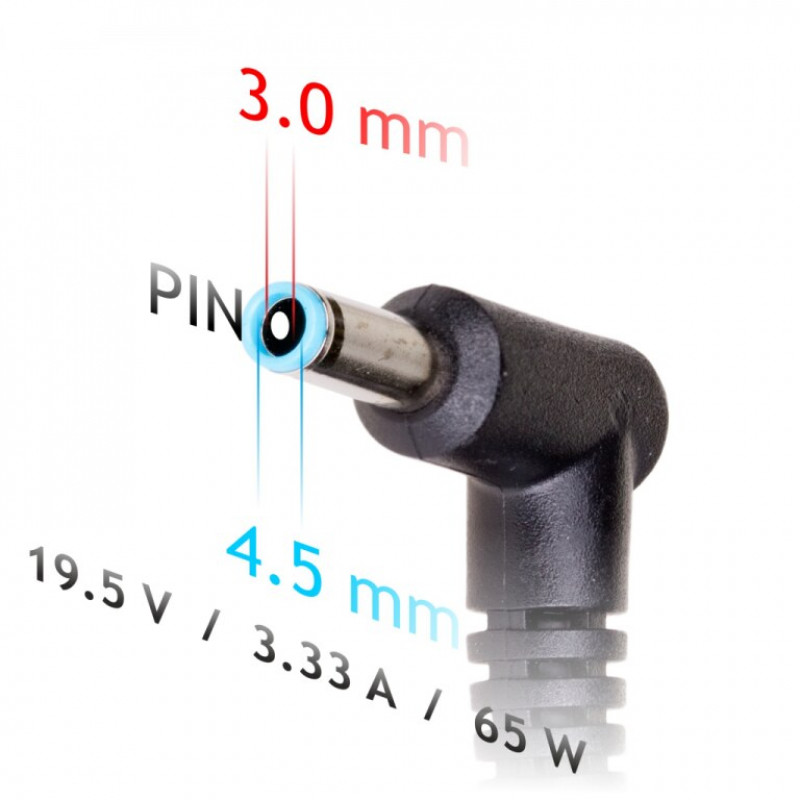 Akyga AK-ND-40 samochodowy zasilacz do laptopa 19,5 V / 3,33 A, 65 W, 4,5 x 3,0 mm + pin, do laptopów HP