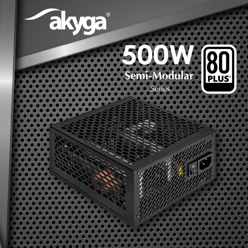 Zasilacz ATX pasywny Akyga AK-FL-500 500 W, w pełni modularny, 80 PLUS, APFC