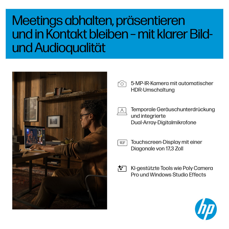 Laptop HP OmniBook 7 17-dc0675ng, Intel Core Ultra 7 256V, 32 GB RAM, 1 TB SSD, Windows 11 Pro, klawiatura niemiecka