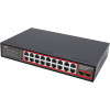 Switch PoE Getfort GF-220G-16P-240, 16 x GE PoE + 2 x GE + 2 x SFP, 240 W