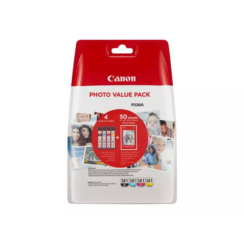 Canon CLI-581 C/M/Y/BK tusze Photo Value Pack (4 szt.) z papierem fotograficznym