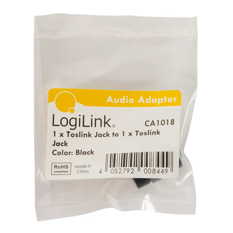 LogiLink CA1018 adapter audio Toslink, gniazdo Toslink na gniazdo Toslink, czarny