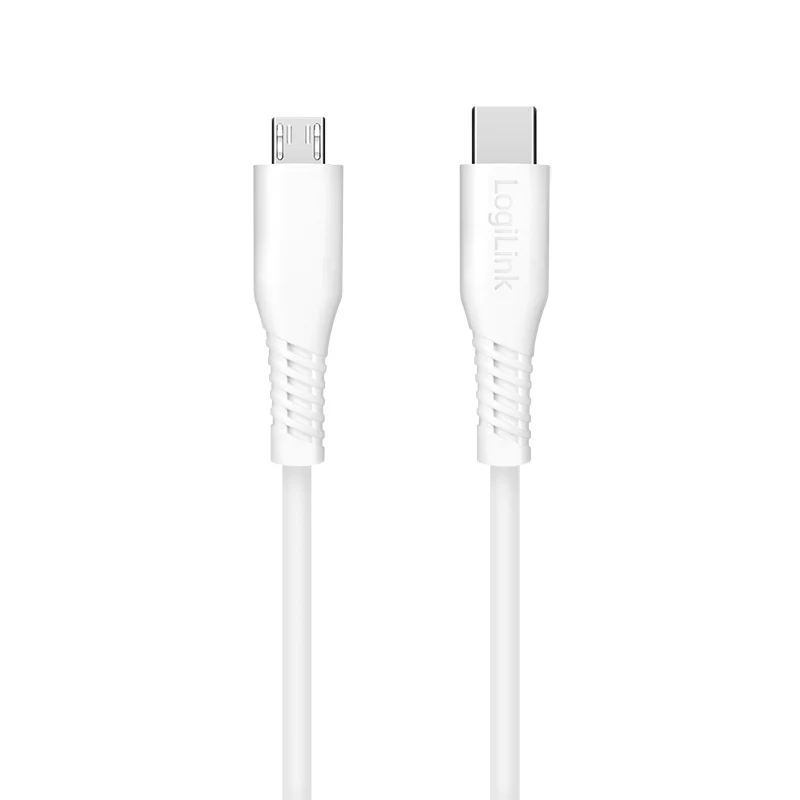 LogiLink CU0242 kabel USB 2.0 Type-C, wtyk USB-C – wtyk micro USB, 480 Mb/s, 12 W, biały, 1 m