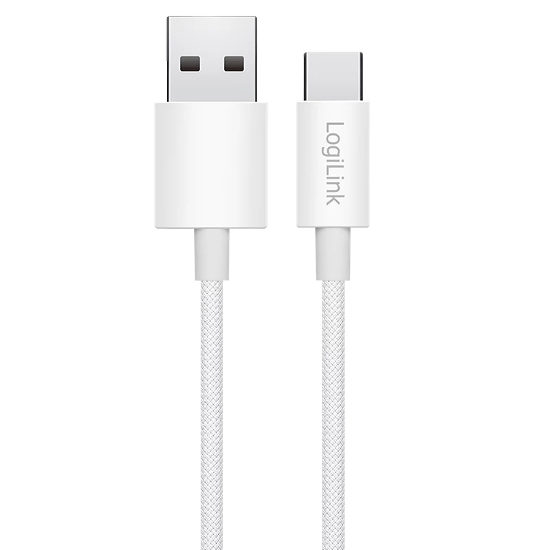 LogiLink CU0319 kabel USB 2.0 Type-C, A/M na C/M, 480 Mb/s, 60 W, nylon, biały, 0,15 m