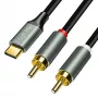 LogiLink CUA0140 kabel USB 2.0 Type-C na 2x RCA, audio stereo, aluminium, czarno-srebrny, 1 m