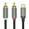 LogiLink CUA0140 kabel USB 2.0 Type-C na 2x RCA, audio stereo, aluminium, czarno-srebrny, 1 m