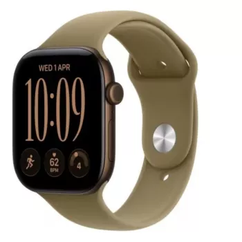 Apple Watch Series 12 GPS smartwatch, 46 mm, aluminiowa koperta w kolorze ciemnego brązu, oliwkowy pasek sportowy M/L