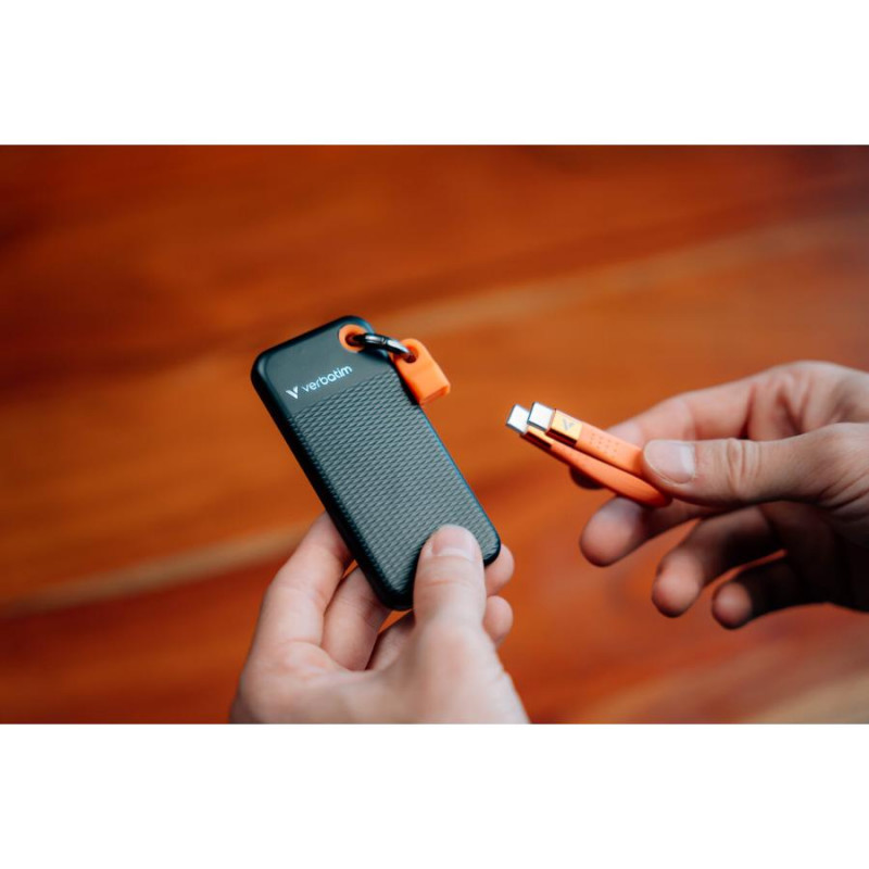 Przenośny dysk SSD Verbatim Pocket 32285, 512 GB, USB 3.2 Type-C, czarny/pomarańczowy