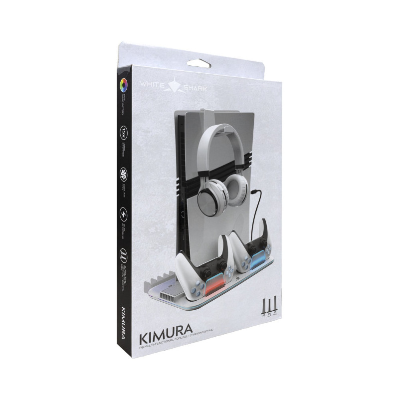 White Shark KIMURA PRO PS5 podstawka chłodząca z 2 stacjami ładowania, biała
