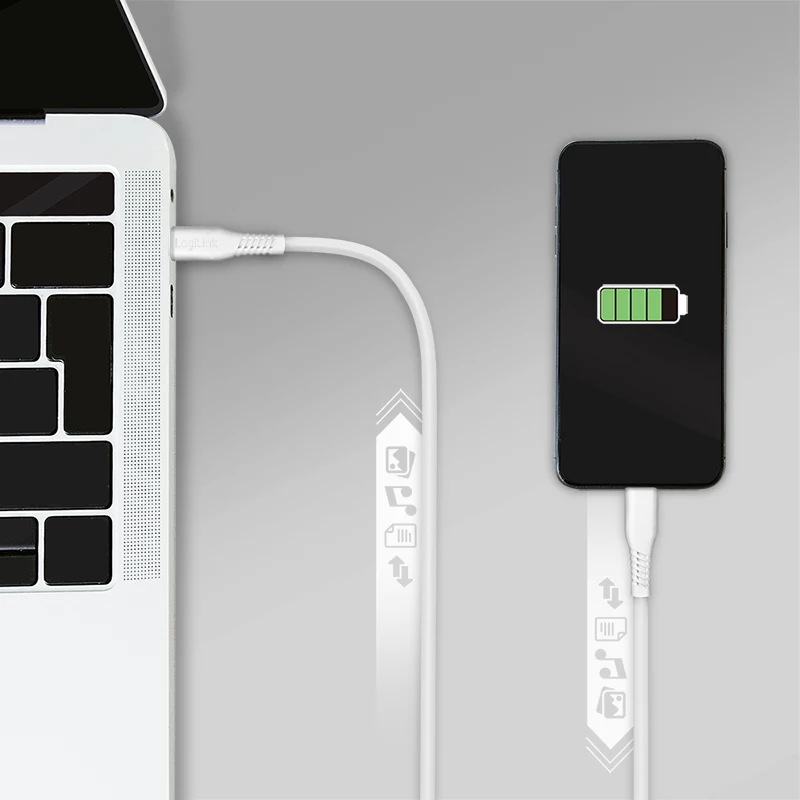 LogiLink CU0244 kabel USB 2.0 USB-C na Micro-USB, 480 Mb/s, 12 W, biały, 2 m