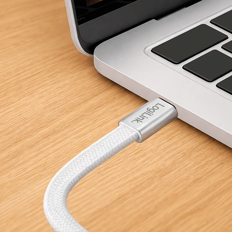 LogiLink CU0445 płaski kabel USB 2.0 USB-C na USB-C, w oplocie, 480 Mb/s, 60 W, biały, 1 m