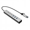 i-tec CAHUBMETAL6LANPD metalowy hub USB-C/USB-A, 6 portów, Gigabit LAN, Power Delivery 85 W, srebrny