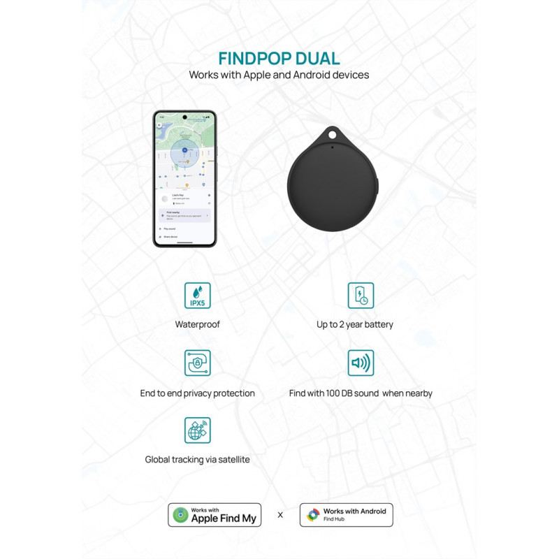 XD Design Connects Findpop Dual lokalizator, Apple i Android Find, IPX5, P301.1701