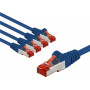 Goobay 66608 kabel krosowy CAT 6, S/FTP (PiMF), 3 m, niebieski, przewodnik miedziany CU (5 szt.)