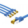 Goobay kabel krosowy RJ45 CAT 6A S/FTP (PiMF), 500 MHz, z kablem surowym CAT 7, 3 m, niebieski (5 szt.)