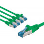 Goobay CAT 6A patchcord, S/FTP (PiMF), 3 m, zielony, przewodnik miedziany (CU), 5 szt.